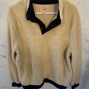 J.Crew Sherpa Fleece Pullover Men’s Large Beige Snap Collar